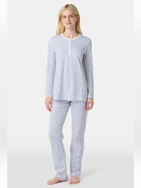 Roller Rabbit White Pajama Set with Blue Heart Print